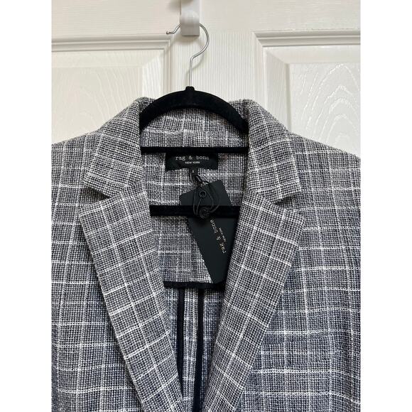Rag & Bone Ames Deconstructed Check Cotton Relaxed Fit Blazer - Picture 9 of 16